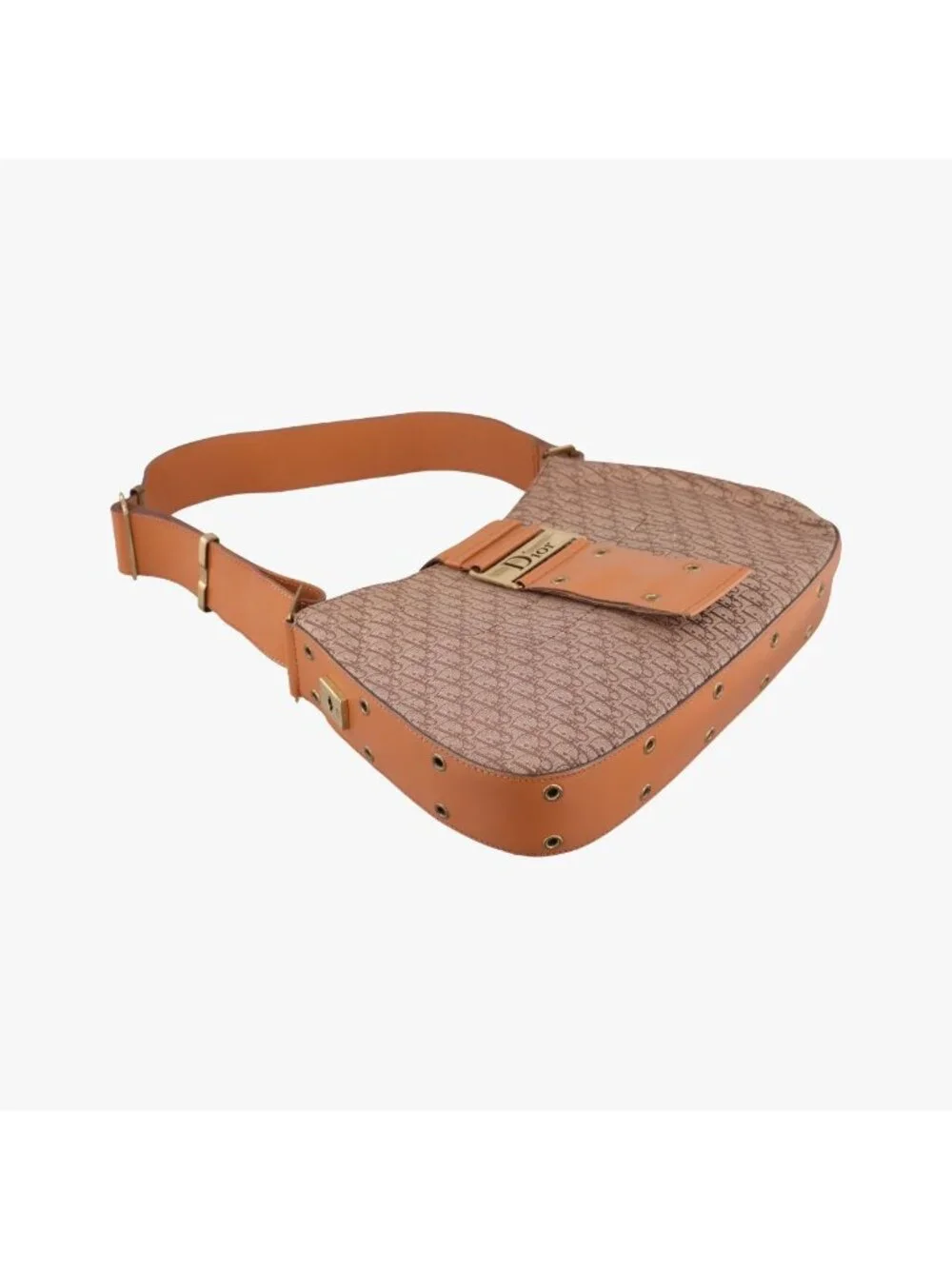 Dior Trotter Street Chic Columbus Beige Brown Canvas Leather Shoulder